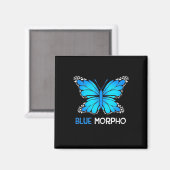 Aimant Papillon bleu Morpho (Recto/Verso)