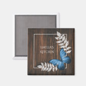 Aimant Papillon bleu rustique (Recto/Verso)