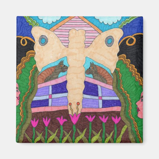 Aimant Papillon (Butterfly) : sur la ferme (Devant)