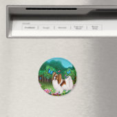 Aimant Papillon Chien dans l'aimant rond du jardin (In Situ (Lave-vaisselle))