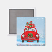 Aimant Papillon Chien En Voiture Avec Le Père Noël (Recto/Verso)