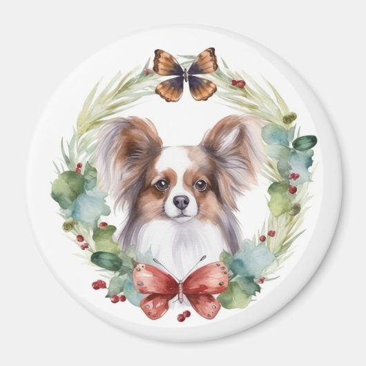 Aimant Papillon Christmas Wreath Festive Pup (Devant)