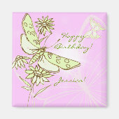 Aimant Papillon Citron Vert Rose (Devant)