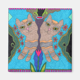Aimant Papillon--Côte à côte chats