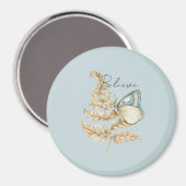Aimant Papillon Croire Crème Bleue (Recto/Verso)