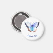 Aimant Papillon d'aquarelle avec nom (Recto/Verso)