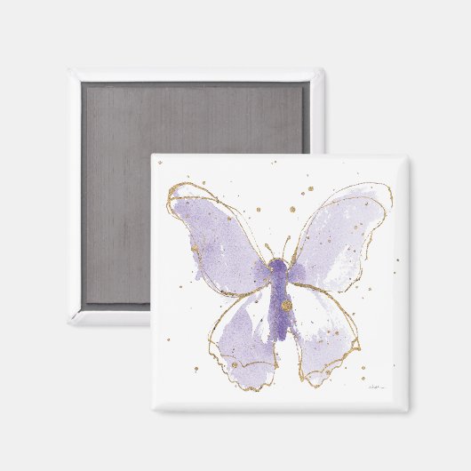 Aimant Papillon d'aquarelle Lavender (Recto/Verso)