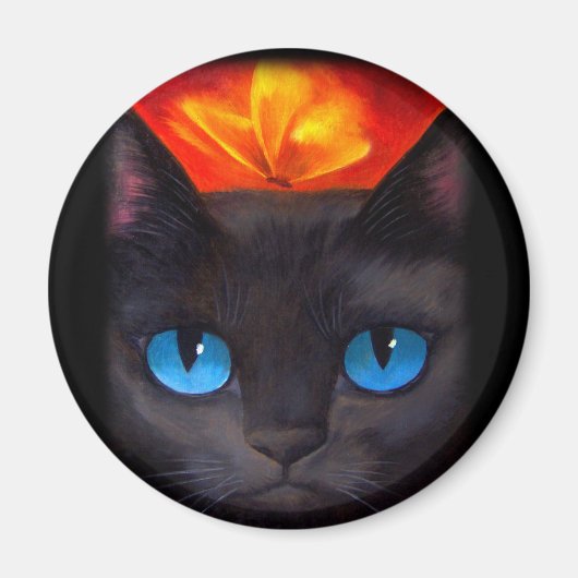 Aimant Papillon de chat noir Peinture Art - Multi (Devant)