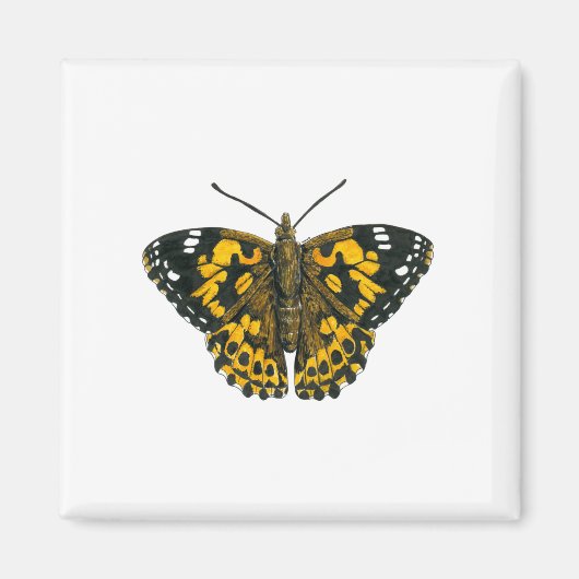 Aimant Papillon de femme peint (Devant)