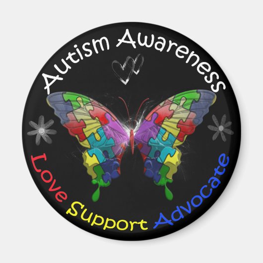 Aimant Papillon de sensibilisation sur l'autisme (Devant)