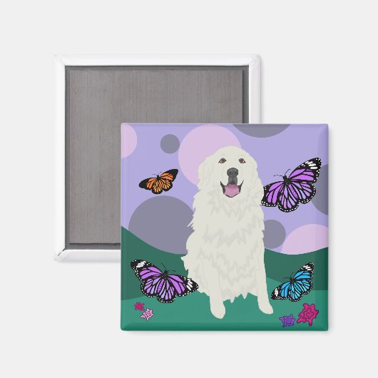 Aimant Papillon des Grands Pyrénées personnalisable (Recto/Verso)