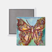 AIMANT PAPILLON D'OR EN BLEU (Recto/Verso)