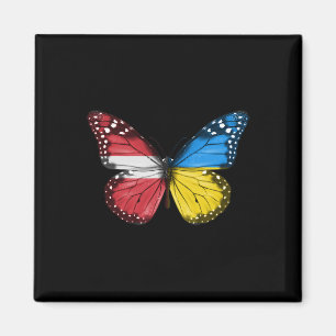 Aimant Papillon du drapeau letton ukrainien Lettonie Ukra
