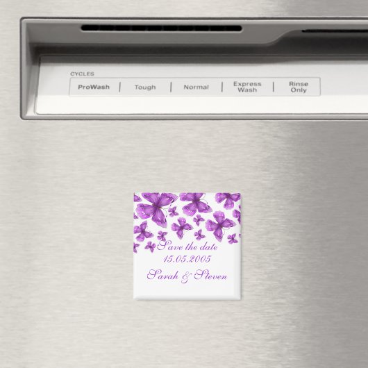 Aimant Papillon élégant violet luxueux Enregistrer la dat (In Situ (Lave-vaisselle))