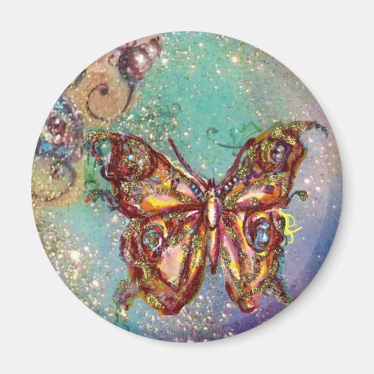 AIMANT PAPILLON EN PAILLETTES D'OR (Devant)