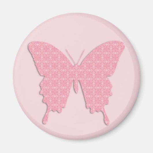 Aimant Papillon en papier peint - rose clair (Devant)