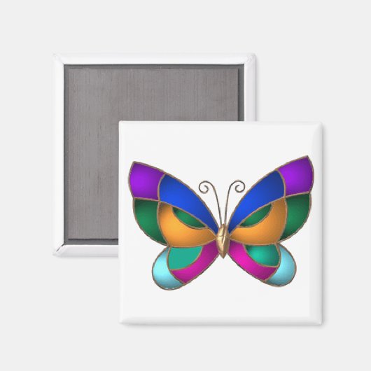 Aimant Papillon en verre tendu (Recto/Verso)