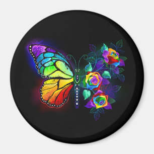 Aimant Papillon fleur arc-en-ciel