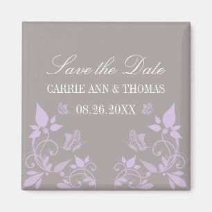 Aimant Papillon floral Enregistrer l'aimant de date, Lila