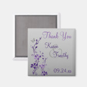 Aimant Papillon floral gris pourpre Mariage Favoriser l'a (Recto/Verso)