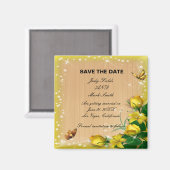 Aimant Papillon Floral Jaune Rustique Bois Enregistrer La (Recto/Verso)