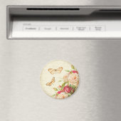 Aimant papillon floral rose vintage (In Situ (Lave-vaisselle))