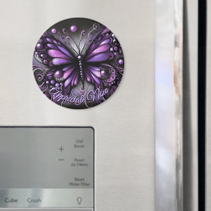 Aimant Papillon gothique fantaisiste violet personnalisé