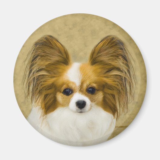 Aimant Papillon (Hound Tri) Peinture - Art Chien original (Devant)
