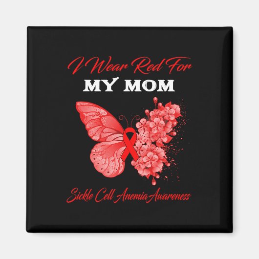 Aimant Papillon Je Porte Le Rouge Pour Ma Mère Anémie Cel (Devant)