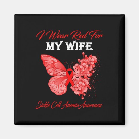 Aimant Papillon Je Porte Le Rouge Pour Mon Épouse Anemi C (Devant)