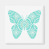 Aimant Papillon Mandala Turquoise Design (Devant)