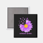 Aimant Papillon marguerrier violet ruban Fibromyalgie (Recto/Verso)