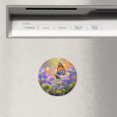 Aimant Papillon minuscule sur les Fleurs sauvages au leve (In Situ (Lave-vaisselle))