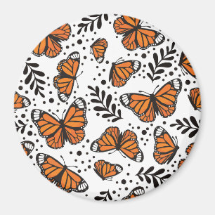 Aimant Papillon Monarch Dessiné à la Main Motif Sans Cout