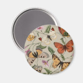 Aimant Papillon Moth Nature Dessin aquarelle antique (Recto/Verso)