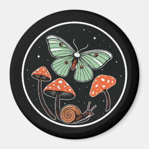 Aimant Papillon Mystique avec Champignons et Escargot