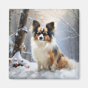 Aimant Papillon Noël sous la neige Christmas