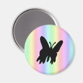 Aimant Papillon noir sur Pastell Rainbow (Recto/Verso)