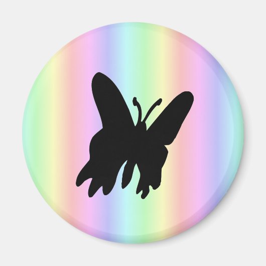 Aimant Papillon noir sur Pastell Rainbow (Devant)