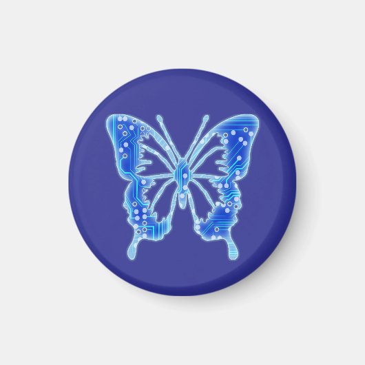 Aimant Papillon numérique bleu, personnaliser arrière - p (Devant)