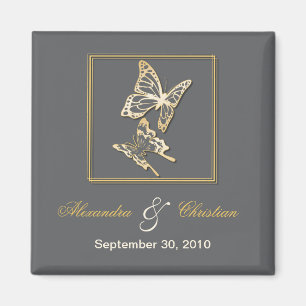 Aimant Papillon Or Enregistrer Le Faire-part Mariage Date