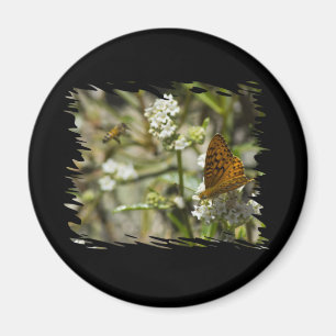 Aimant Papillon orange et abeille