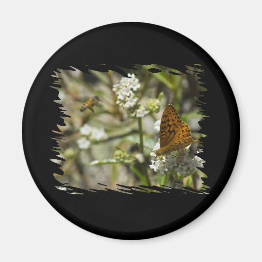 Aimant Papillon orange et abeille (Devant)