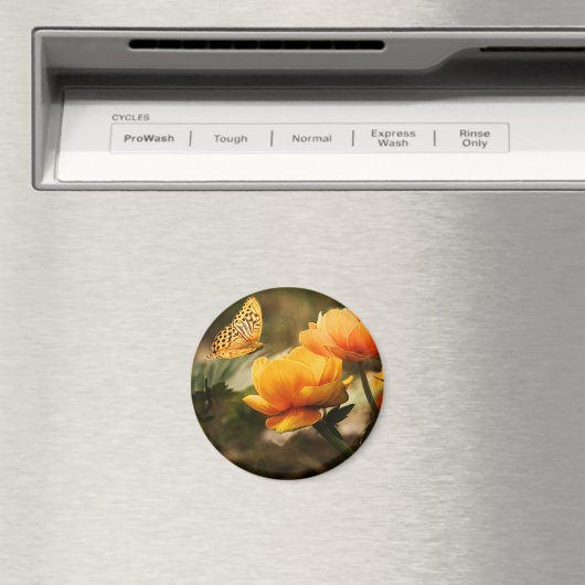 Aimant Papillon orange et fleurs (In Situ (Lave-vaisselle))