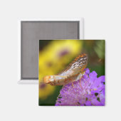 Aimant Papillon paon blanc sur fleur violette (Recto/Verso)