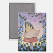 Aimant Papillon Papillon Chat sur Champignon (Recto/Verso)
