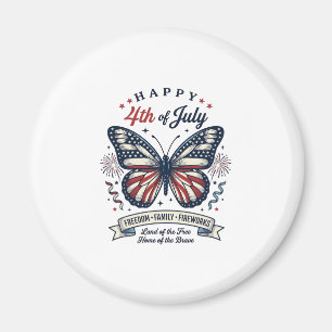 Aimant Papillon Patriotique Bonne Fête du 4 Juillet Desig