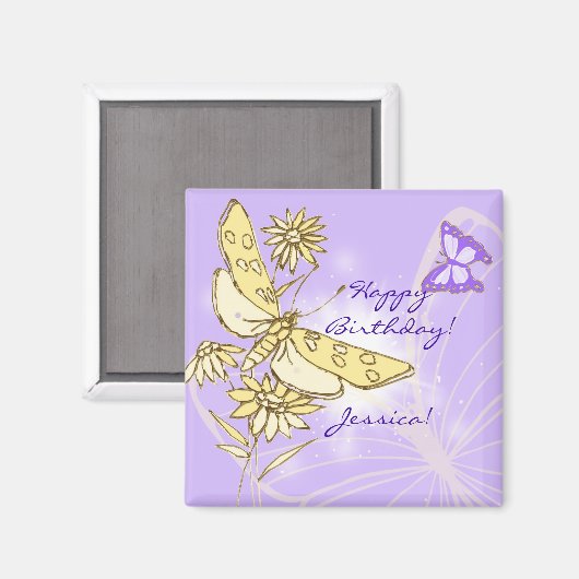 Aimant Papillon pêche pourpre (Recto/Verso)