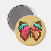 Aimant Papillon rayé turquoise (Recto/Verso)