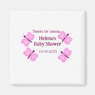 Aimant Papillon rose Baby shower aquarelle ajouter nom